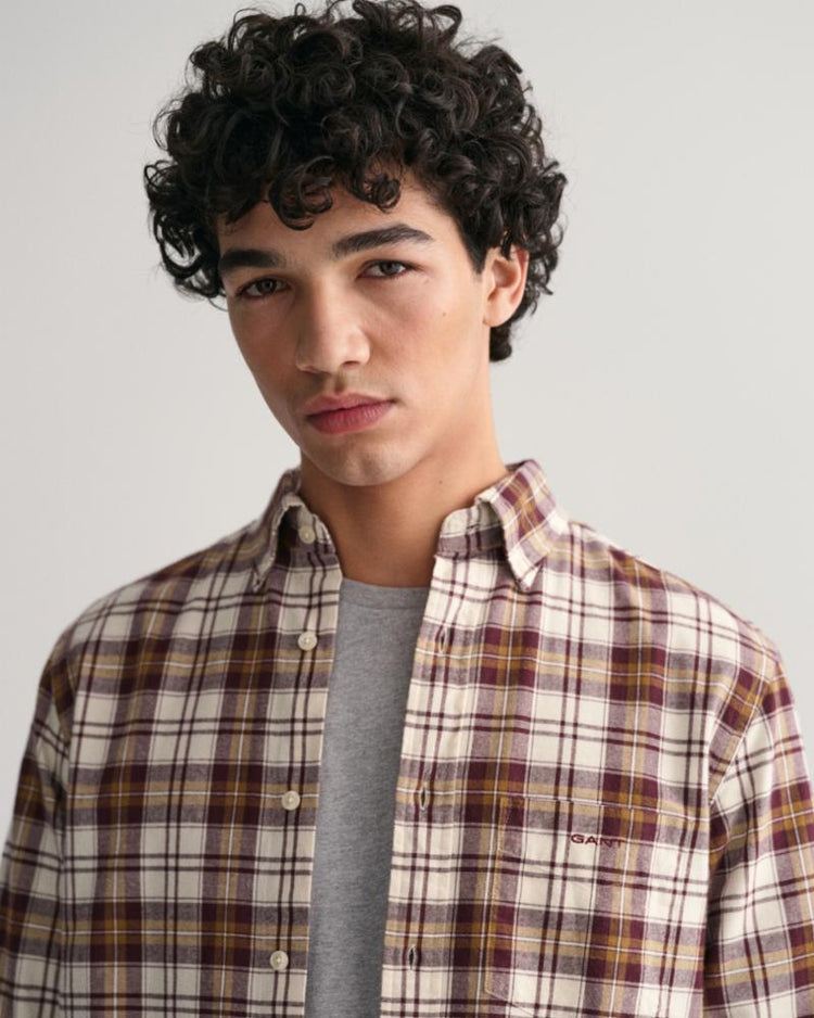 Gant Apparel Mens REG UT BRUSHED OXFORD CHECK SHIRT 242/MUSTARD BEIGE