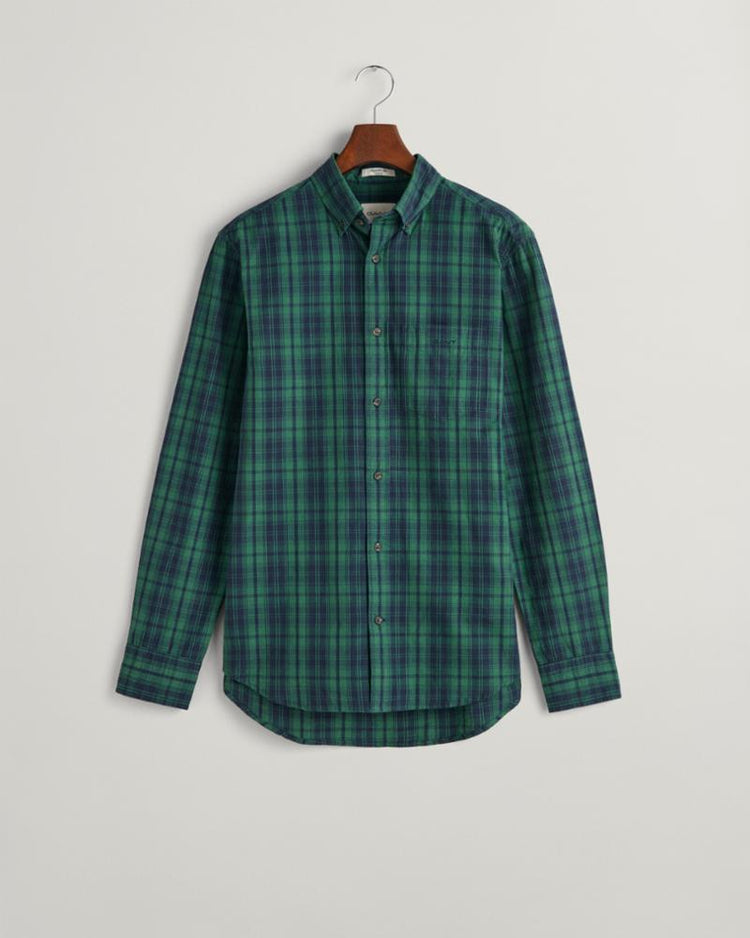 Gant Apparel Mens REG ARCHIVE POPLIN PLAID SHIRT 338/FOREST GREEN
