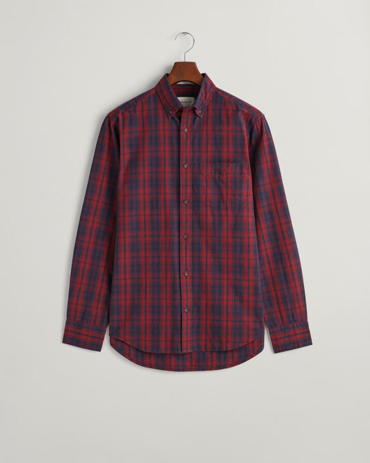 Gant Apparel Mens REG ARCHIVE POPLIN PLAID SHIRT 604/PLUMPED RED