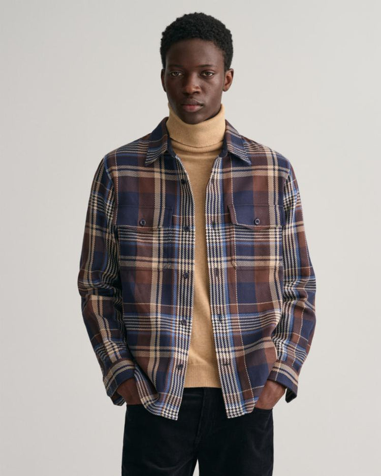 Gant Apparel Mens HEAVY TWILL CHECK OVERSHIRT 410/MARINE