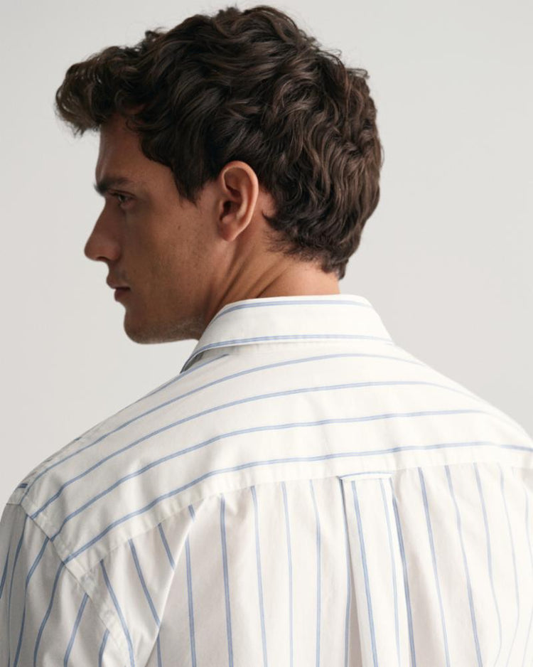 Gant Apparel Mens REL HERITAGE POPLIN STRIPE SHIRT 110/WHITE