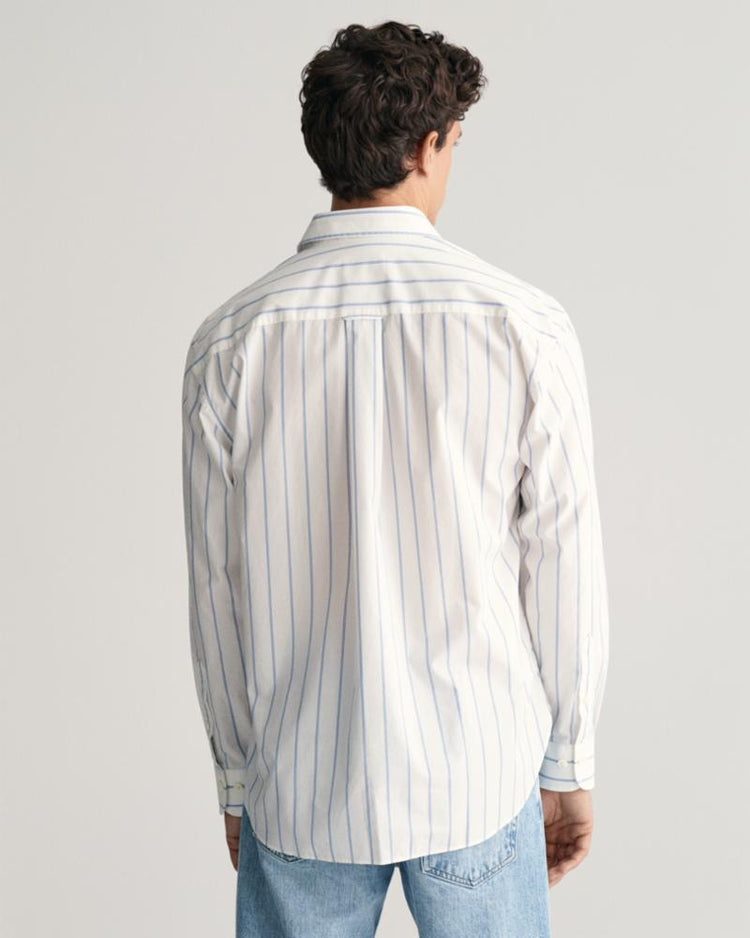 Gant Apparel Mens REL HERITAGE POPLIN STRIPE SHIRT 110/WHITE