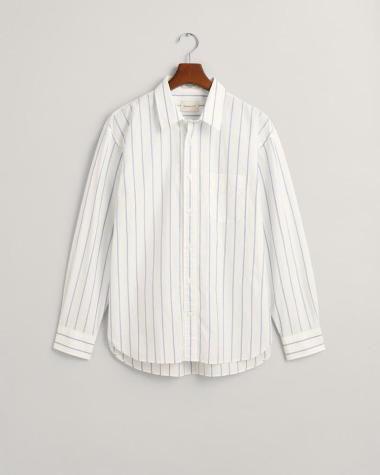 Gant Apparel Mens REL HERITAGE POPLIN STRIPE SHIRT 110/WHITE