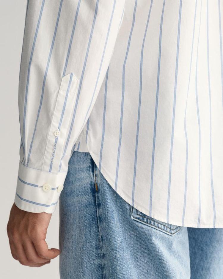 Gant Apparel Mens REL HERITAGE POPLIN STRIPE SHIRT 110/WHITE