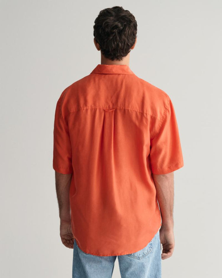 Gant Apparel Mens REL WASHED SILK SS SHIRT 828/BURNT ORANGE