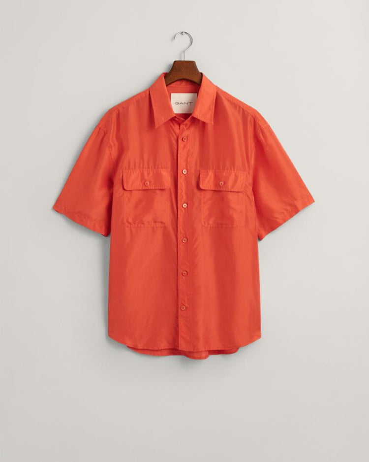 Gant Apparel Mens REL WASHED SILK SS SHIRT 828/BURNT ORANGE