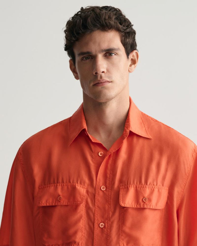 Gant Apparel Mens REL WASHED SILK SS SHIRT 828/BURNT ORANGE