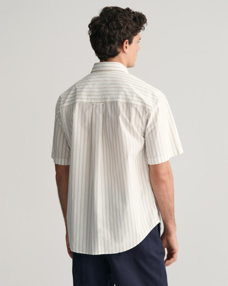 Gant Apparel Mens REL HERITAGE POPLIN STRIPE SS SHRT 110/WHITE