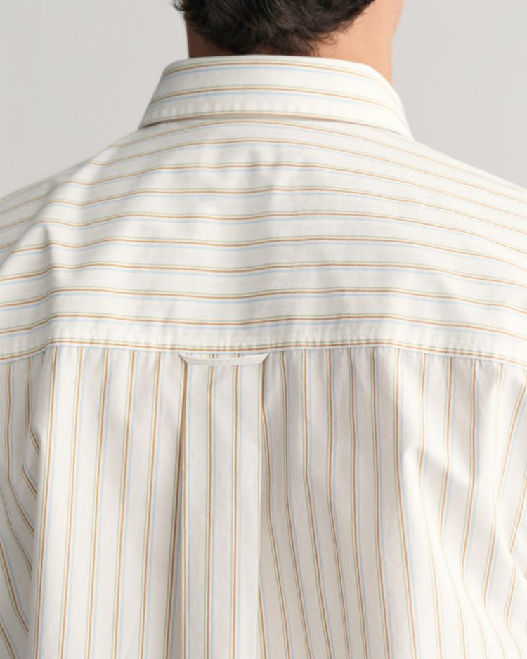 Gant Apparel Mens REL HERITAGE POPLIN STRIPE SS SHRT 110/WHITE