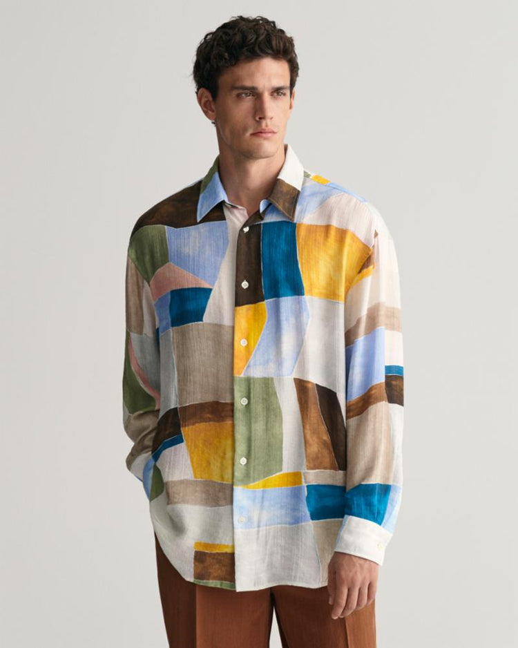 Gant Apparel Mens OS ART PRINT SHIRT 779/MEDAL YELLOW