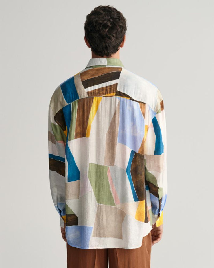 Gant Apparel Mens OS ART PRINT SHIRT 779/MEDAL YELLOW