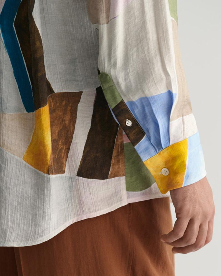 Gant Apparel Mens OS ART PRINT SHIRT 779/MEDAL YELLOW