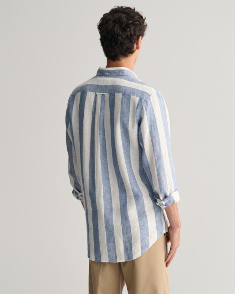 Gant Apparel Mens REG BOLD STRIPE LINEN SHIRT 464/SALTY SEA