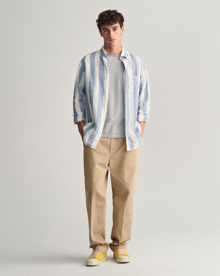 Gant Apparel Mens REG BOLD STRIPE LINEN SHIRT 464/SALTY SEA