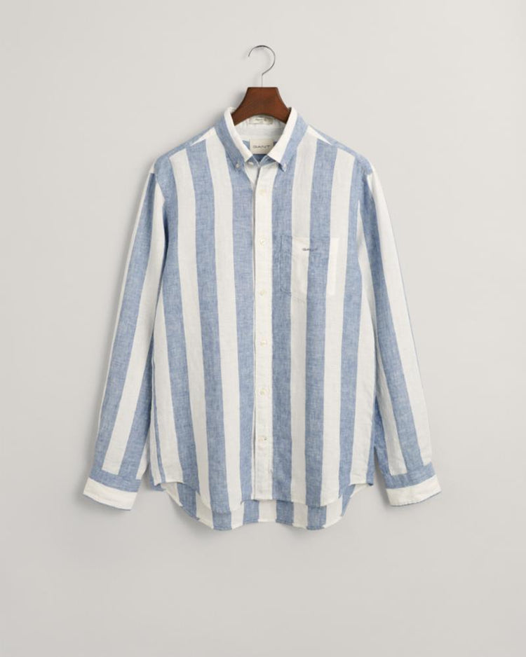 Gant Apparel Mens REG BOLD STRIPE LINEN SHIRT 464/SALTY SEA