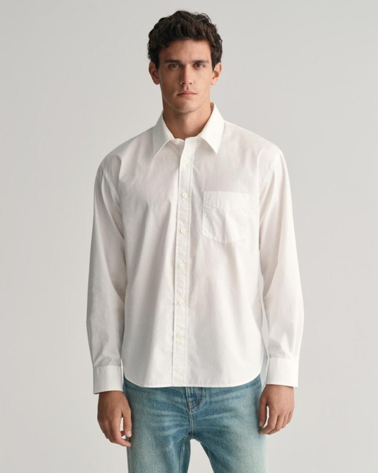 Gant Apparel Mens REL HERITAGE POPLIN SHIRT 110/WHITE