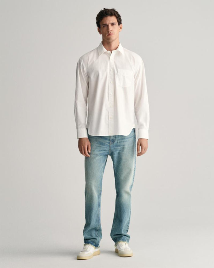 Gant Apparel Mens REL HERITAGE POPLIN SHIRT 110/WHITE