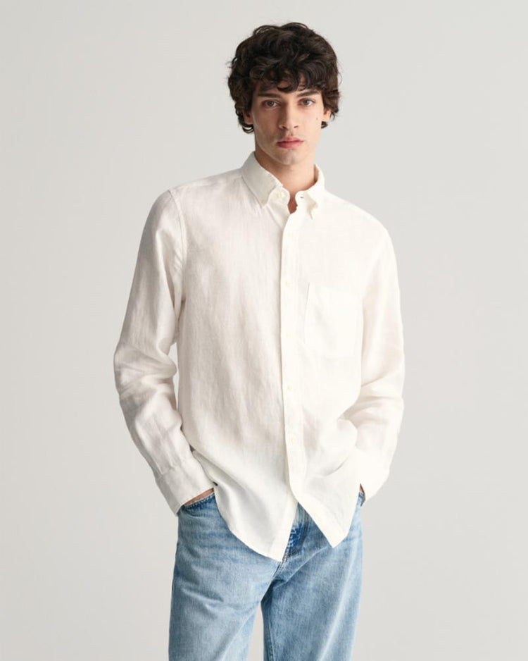 Gant Apparel Mens REG LINEN SHIRT 110/WHITE