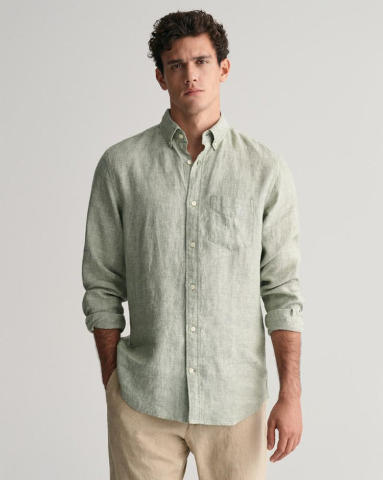 Gant Apparel Mens REG LINEN SHIRT 362/KALAMATA GREEN