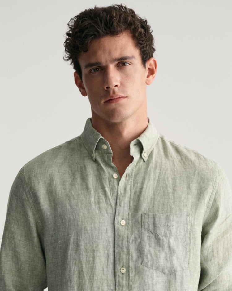 Gant Apparel Mens REG LINEN SHIRT 362/KALAMATA GREEN