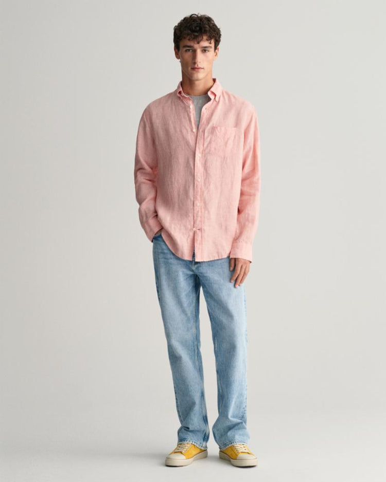 Gant Apparel Mens REG LINEN SHIRT 624/PEACHY PINK