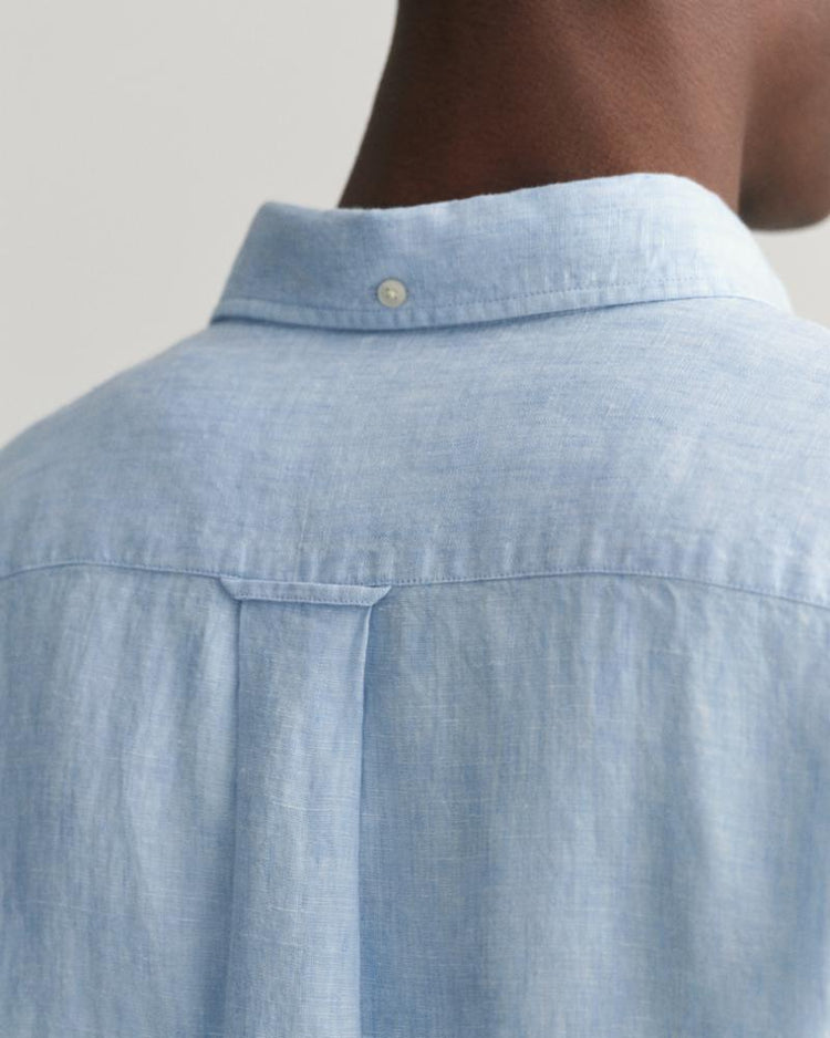 Gant Apparel Mens REG LINEN SS SHIRT 468/CAPRI BLUE