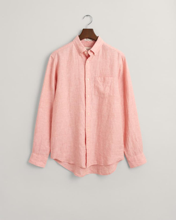 Gant Apparel Mens REG LINEN SS SHIRT 624/PEACHY PINK