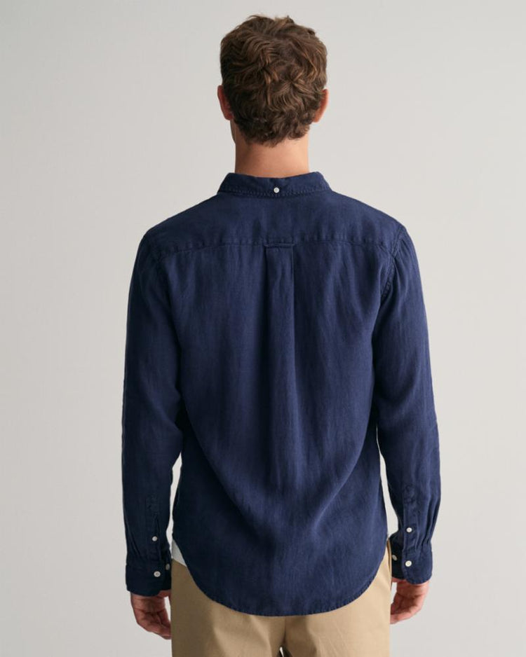 Gant Apparel Mens REG GMNT DYED LINEN SHIRT 410/MARINE