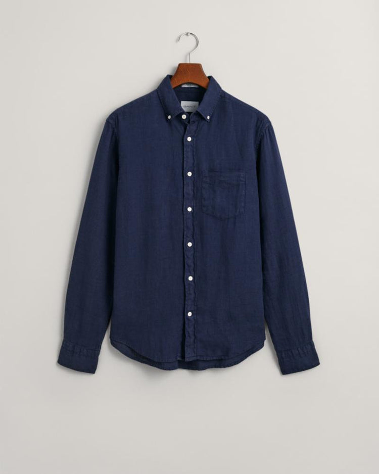 Gant Apparel Mens REG GMNT DYED LINEN SHIRT 410/MARINE
