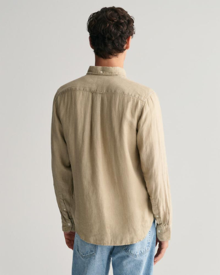 Gant Apparel Mens REG GMNT DYED LINEN SHIRT 270/CONCRETE BEIGE