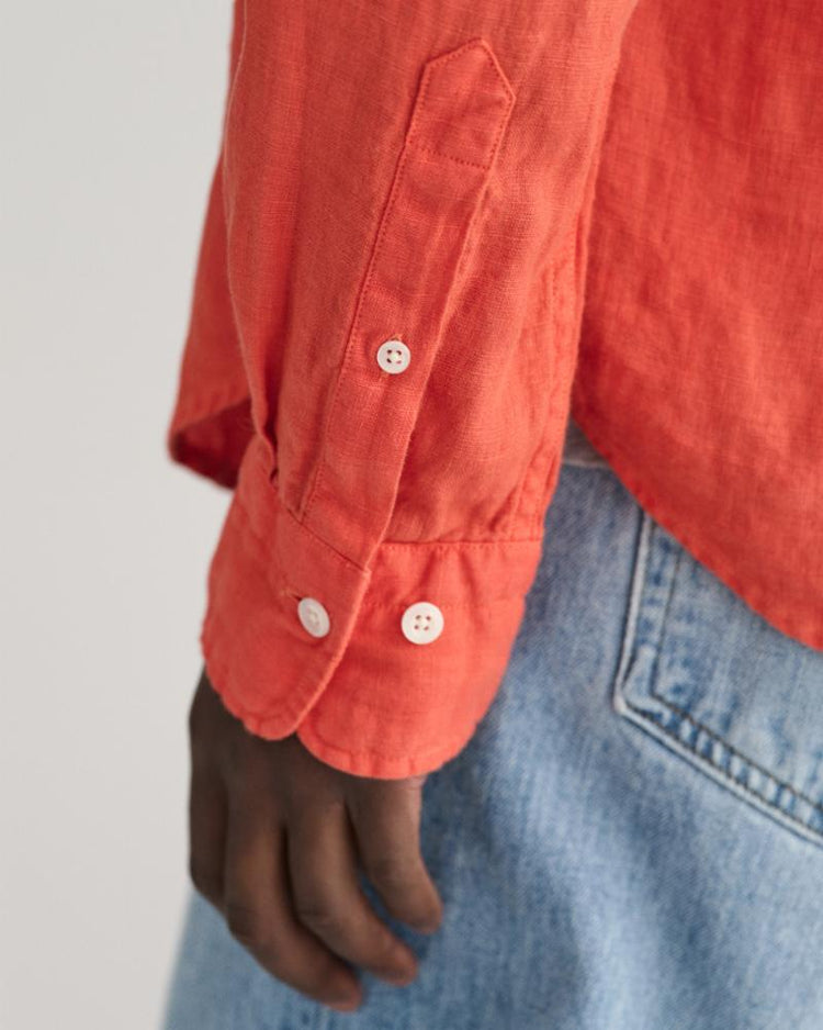 Gant Apparel Mens REG GMNT DYED LINEN SHIRT 828/BURNT ORANGE
