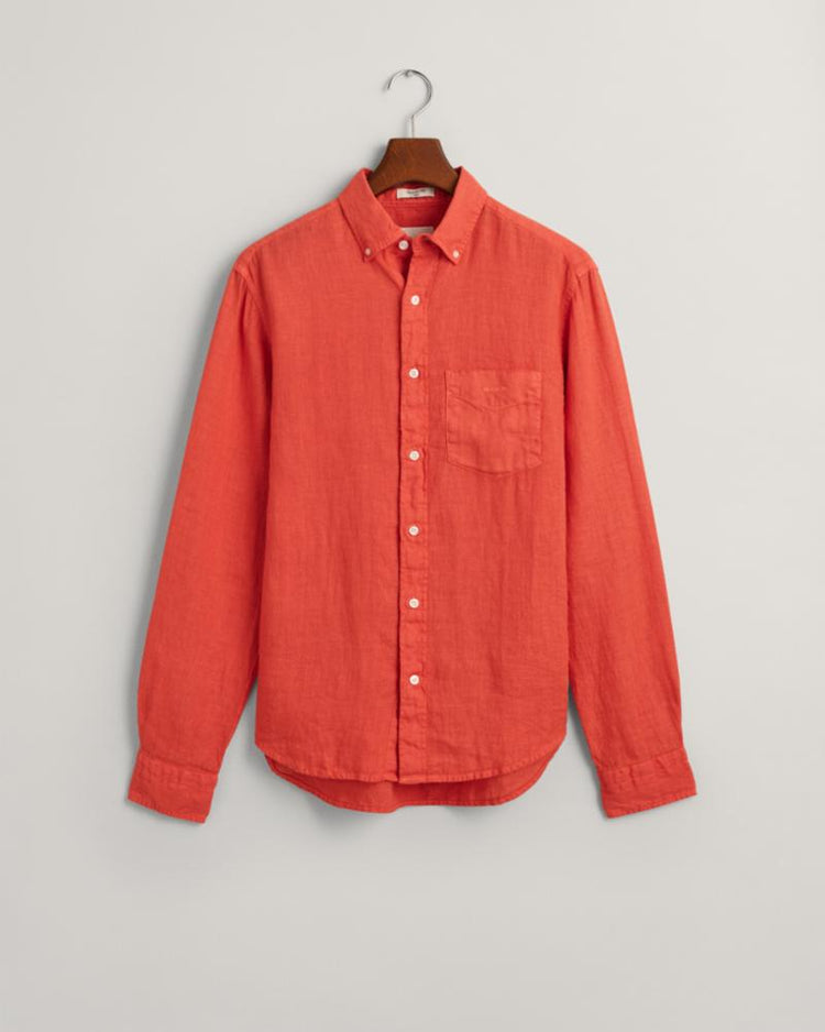 Gant Apparel Mens REG GMNT DYED LINEN SHIRT 828/BURNT ORANGE