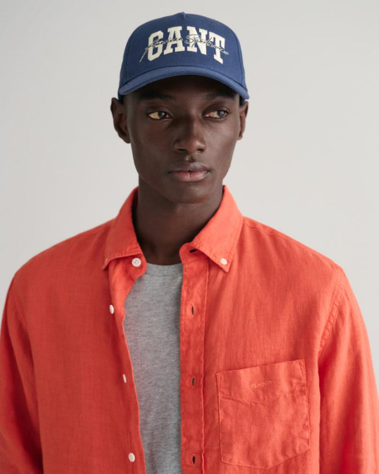 Gant Apparel Mens REG GMNT DYED LINEN SHIRT 828/BURNT ORANGE