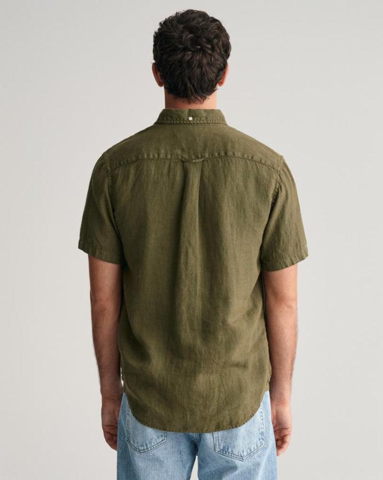Gant Apparel Mens REG GMNT DYED LINEN SS SHIRT 301/JUNIPER GREEN