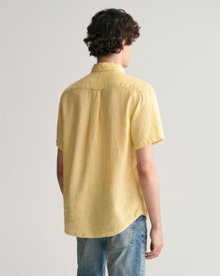 Gant Apparel Mens REG GMNT DYED LINEN SS SHIRT 726/DUSTY YELLOW