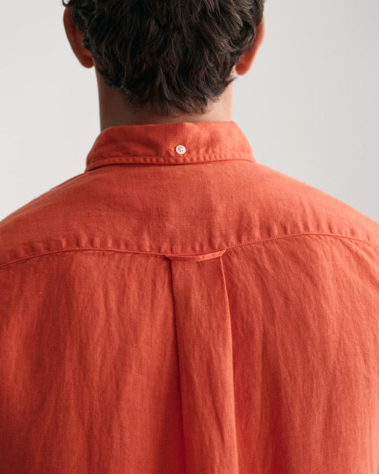Gant Apparel Mens REG GMNT DYED LINEN SS SHIRT 828/BURNT ORANGE