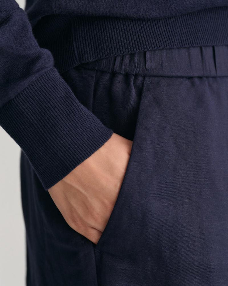 Gant Apparel Womens REL LINEN BLEND PULL ON SHORTS 433/EVENING BLUE