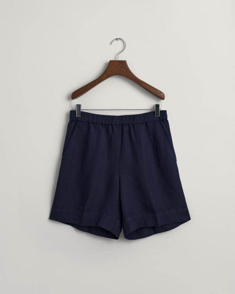 Gant Apparel Womens REL LINEN BLEND PULL ON SHORTS 433/EVENING BLUE