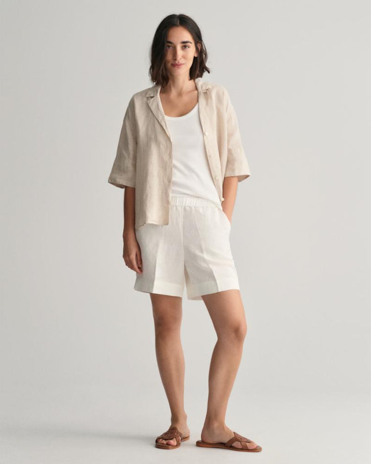 Gant Apparel Womens REL LINEN BLEND PULL ON SHORTS 113/EGGSHELL