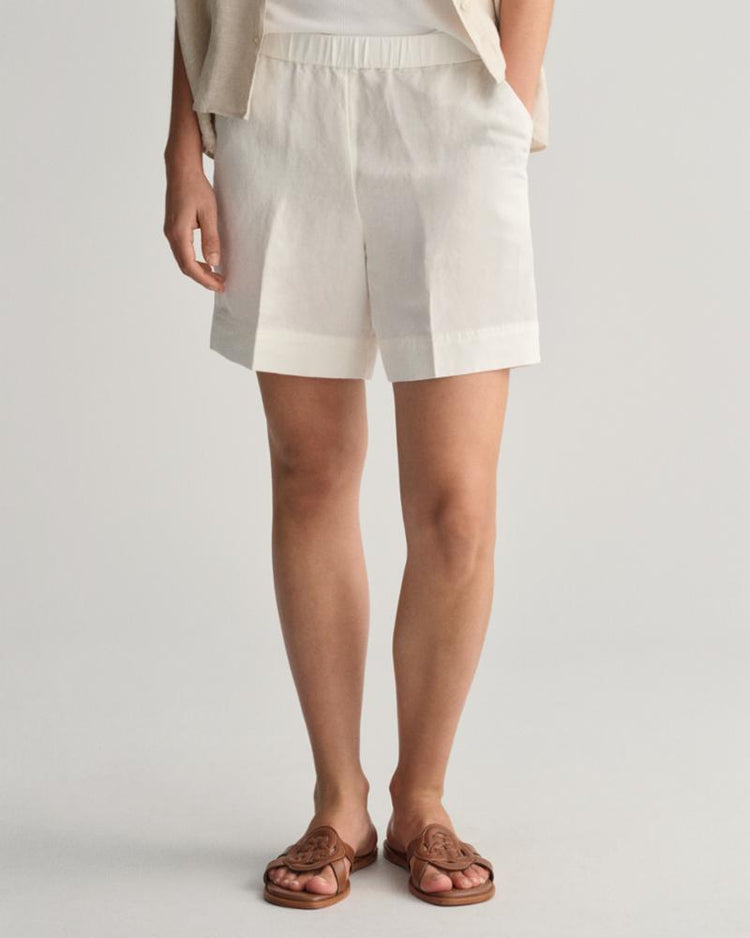Gant Apparel Womens REL LINEN BLEND PULL ON SHORTS 113/EGGSHELL