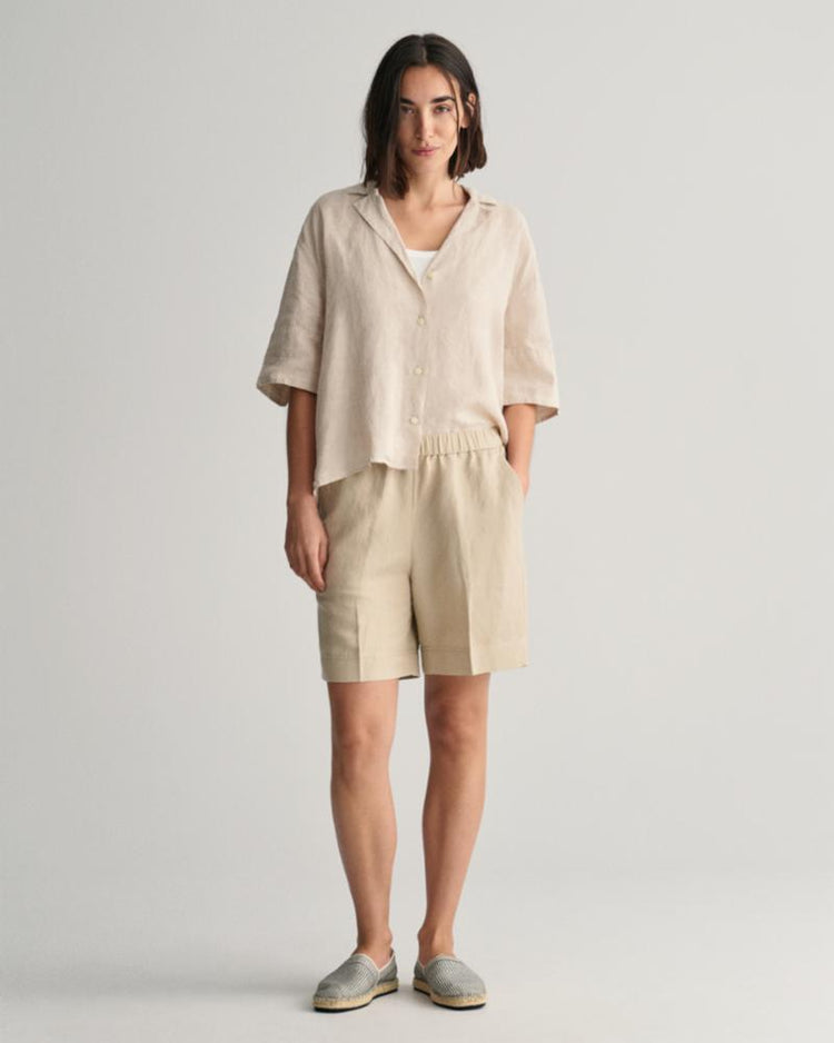 Gant Apparel Womens REL LINEN BLEND PULL ON SHORTS 277/DRY SAND
