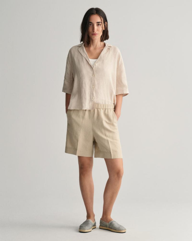 Gant Apparel Womens REL LINEN BLEND PULL ON SHORTS 277/DRY SAND