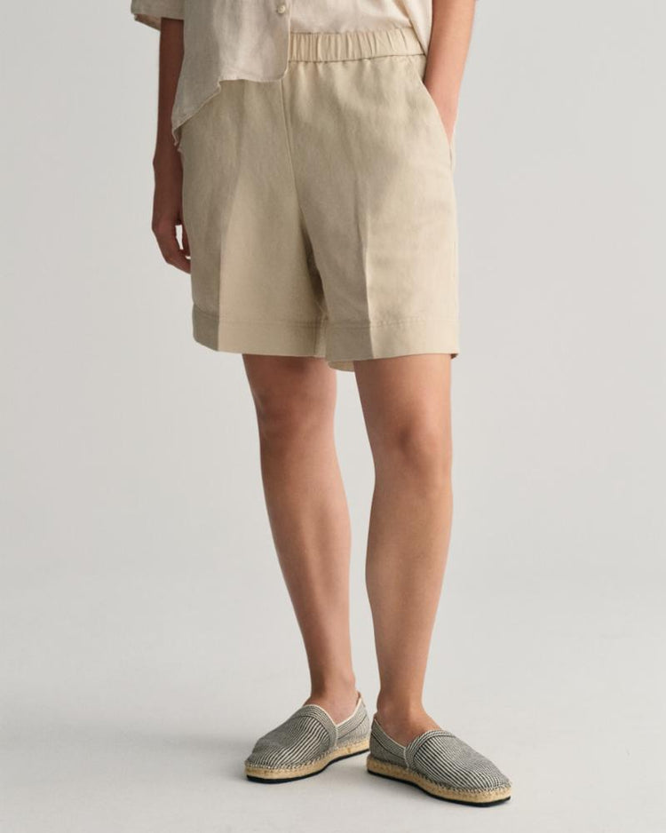 Gant Apparel Womens REL LINEN BLEND PULL ON SHORTS 277/DRY SAND
