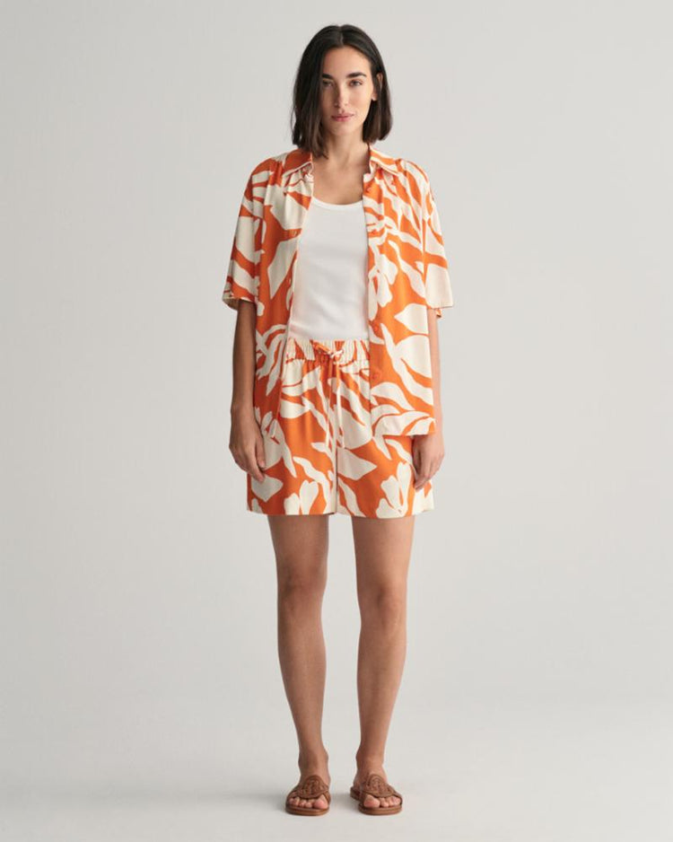 Gant Apparel Womens REL PALM PRINT PULL ON SHORTS 860/PUMPKIN ORANGE