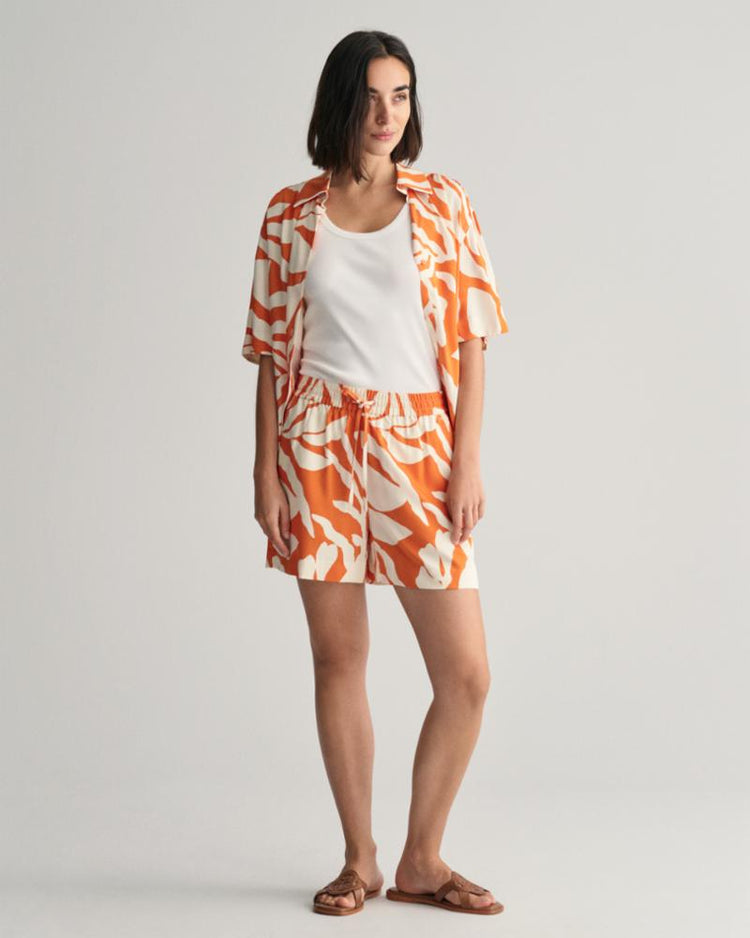 Gant Apparel Womens REL PALM PRINT PULL ON SHORTS 860/PUMPKIN ORANGE