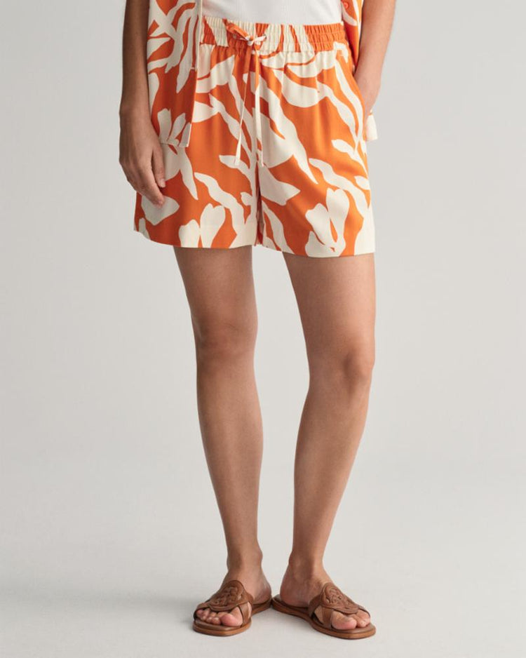 Gant Apparel Womens REL PALM PRINT PULL ON SHORTS 860/PUMPKIN ORANGE