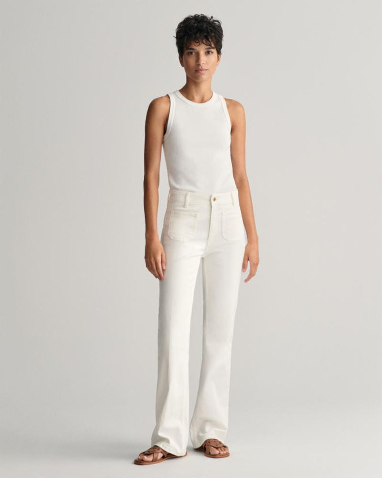 Gant Apparel Womens SLIM FLARE WHITE JEANS 113/EGGSHELL
