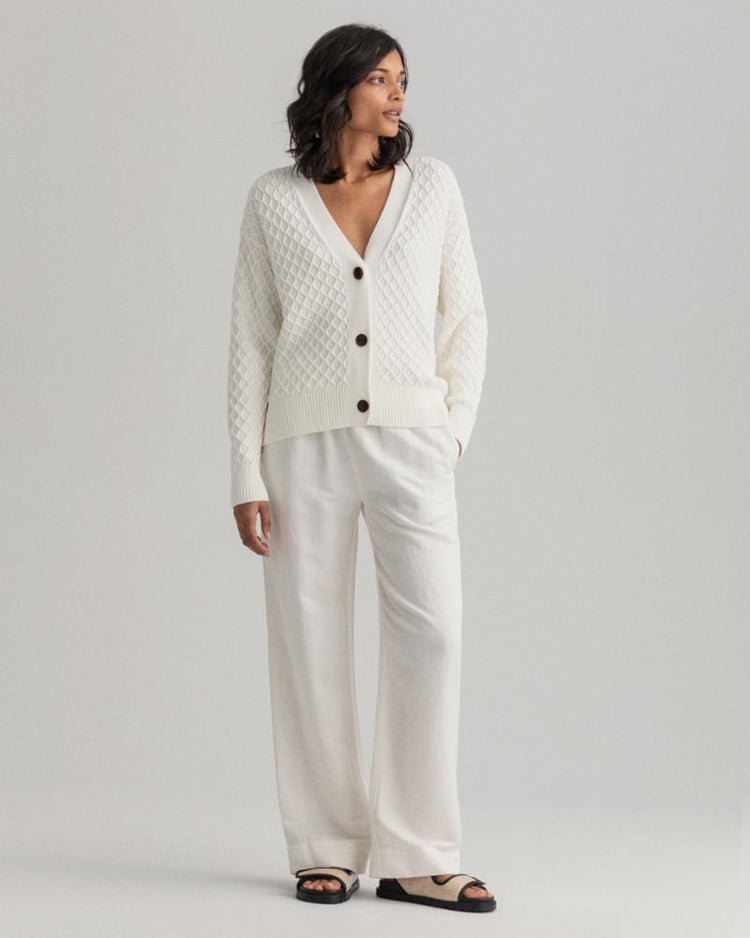 Gant Apparel Womens D2. LINEN VISCOSE PULL-ON PANTS 113/EGGSHELL