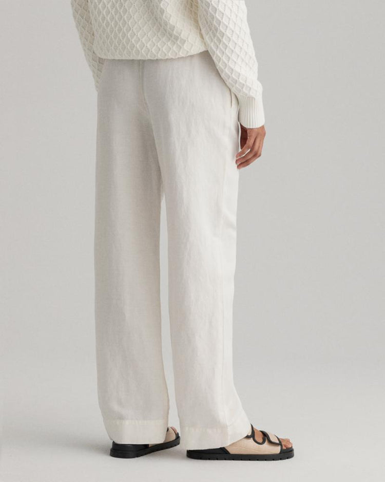 Gant Apparel Womens D2. LINEN VISCOSE PULL-ON PANTS 113/EGGSHELL