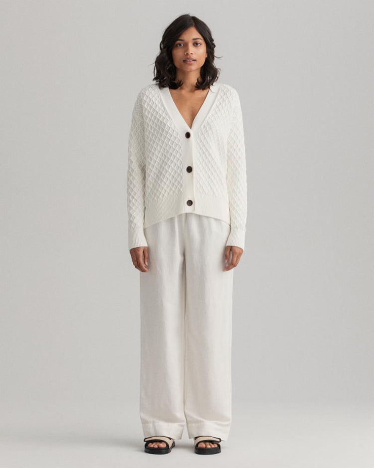 Gant Apparel Womens D2. LINEN VISCOSE PULL-ON PANTS 113/EGGSHELL